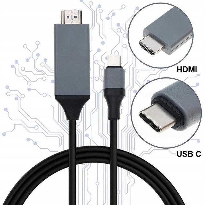 KABEL ADAPTER USB-C 3.1 HDMI 4K MHL TV do Telefonów Samsung DEX Macbook 2m