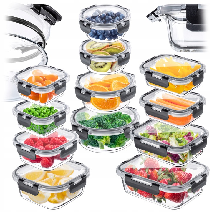 POJEMNIKI NA ŻYWNOŚĆ SZKLANY ZESTAW POJEMNIKÓW SZKLANE PUDEŁKO