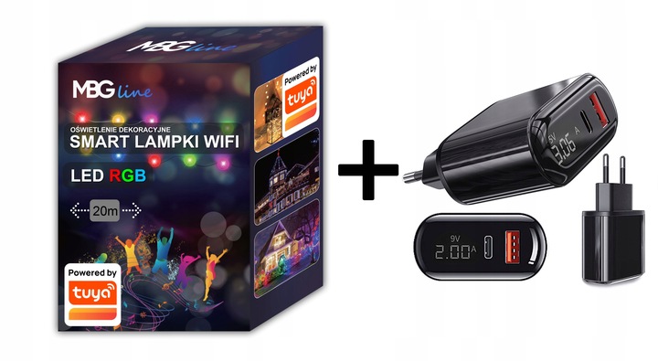 Lampki Choinkowe LED WIFI Świąteczne SMART taśma TUYA 20m 200szt MULTIKOLOR