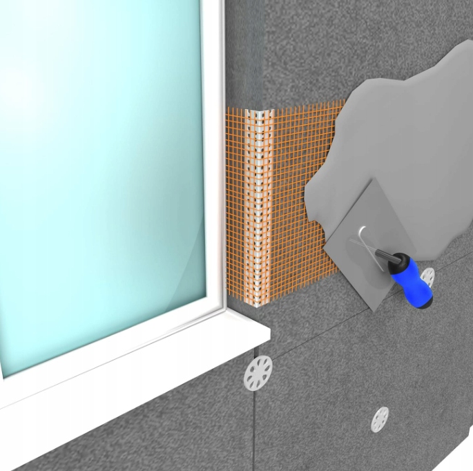 NAROŻNIK PCV Z SIATKĄ 2,5 MB styropian 25 sztuk