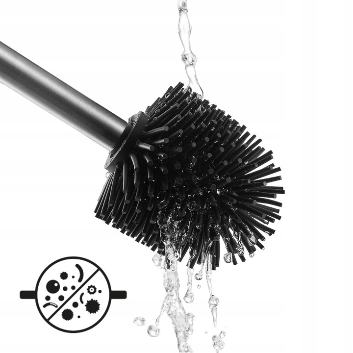 SZCZOTKA DO WC SILIKONOWA TOALETOWA UCHWYT STOJAK STAL NIERDZEWNA