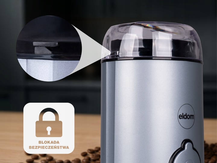 Młynek elektryczny do kawy MK90N beano Eldom niebieski matowy 60g