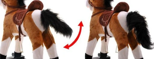 KOŃ NA BIEGUNACH śpiewa rusza się brązowy konik