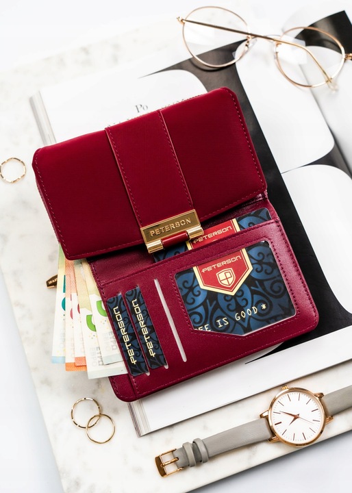 Portfel damski Peterson z ochroną kart RFID ze skóry ekologicznej