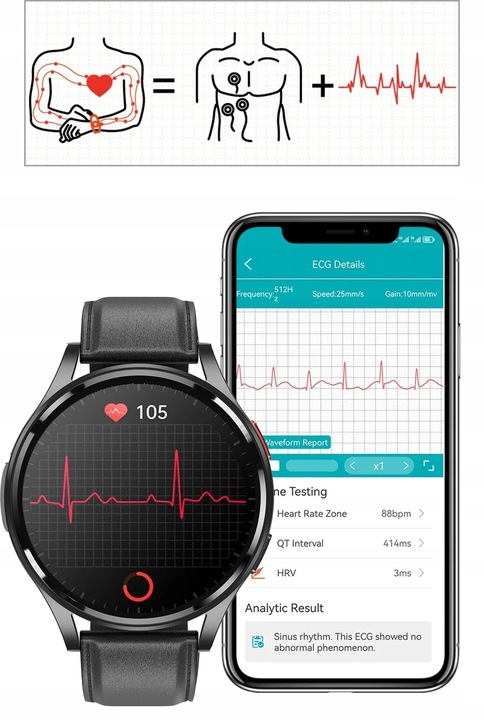 Zegarek Smartwatch Damski EKG Glukoza HRV BMI AMOLED CIŚNIENIOMIERZ ROZMOWY