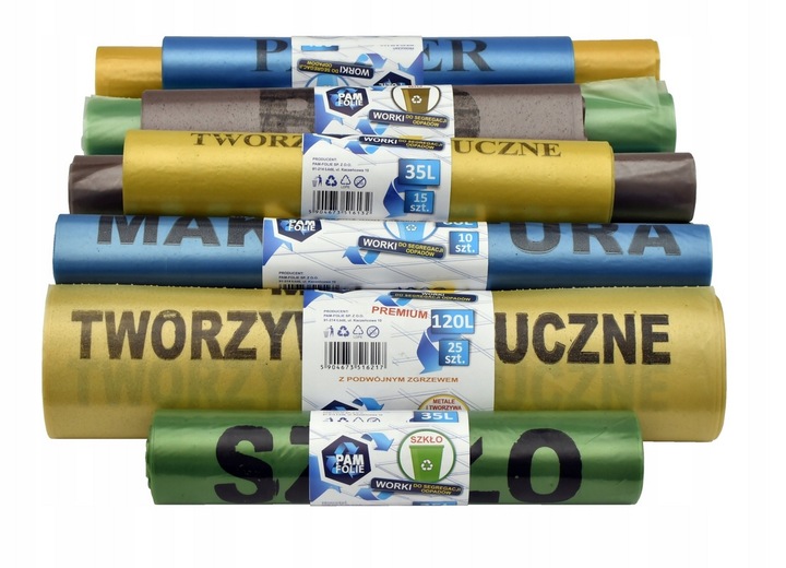 WORKI NA ŚMIECI BUDOWLANE 240L 30 szt Uniwersalne Duże Mocne Pam Folie