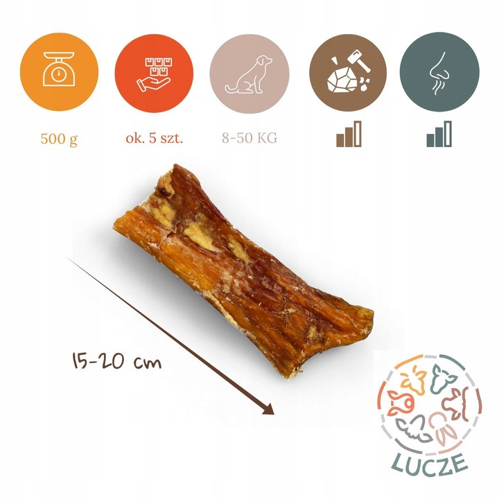LUCZE - ŚCIĘGNA WOŁOWE KARKOWE - 500g - SUSZONE NATURALNE