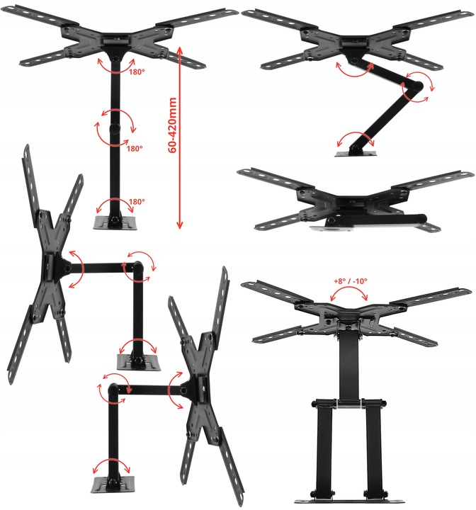 Uchwyt do Telewizora 17-55 cali Obrotowy Długie Ramię 42cm Wieszak TV