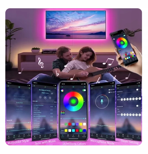 Taśma LED TV Telewizora Podświetlenie RGB USB Pilot Aplikacja