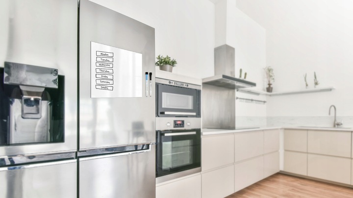 Tablica magnetyczna na lodówkę nakładka suchościeralna biała A3 + GRATIS