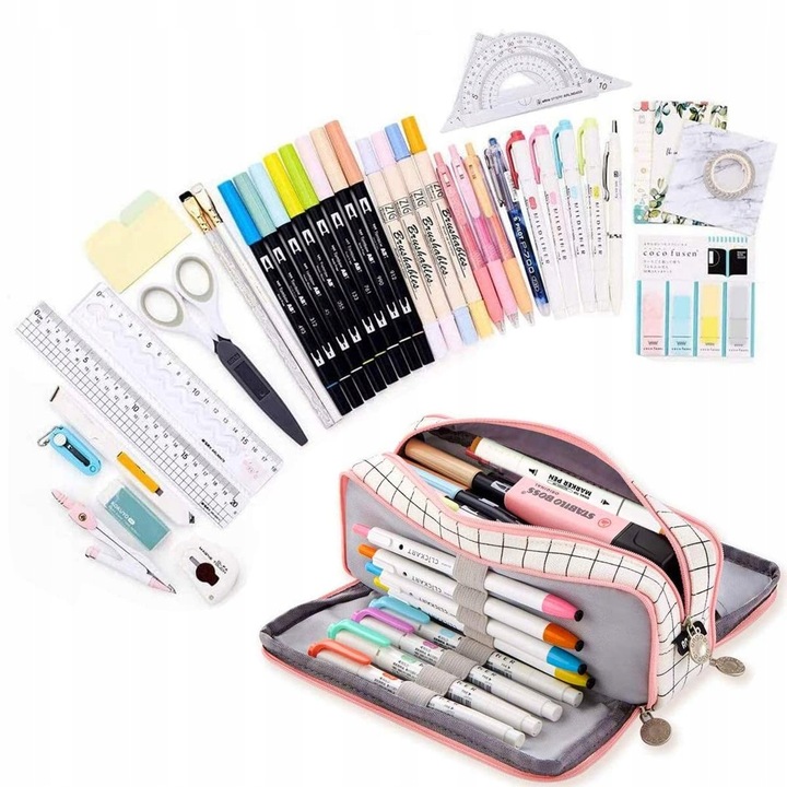 Piórnik Szkolny Duży i Pojemny Komorowy