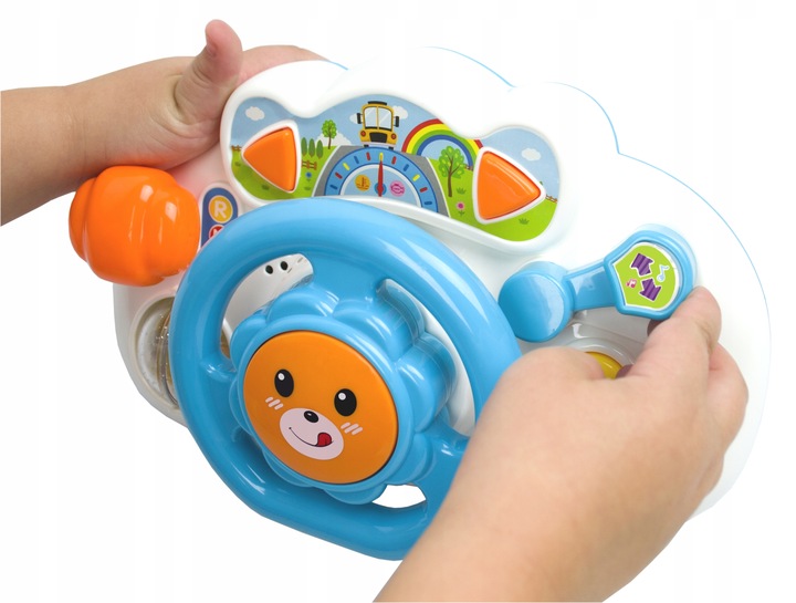 INTERAKTYWNA KIEROWNICA MALUCHA DO ZABAWY DLA DZIECI ŚWIECI GRA DO WÓZKA