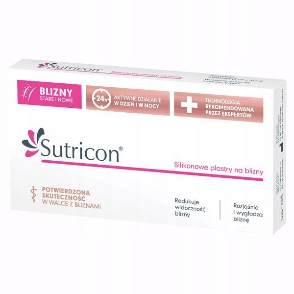 Sutricon silikonowe plastry do leczenia blizn 3x10 cm 5 plastrów
