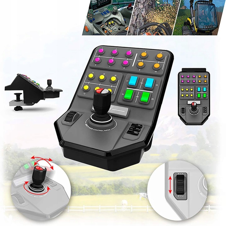 Logitech Gaming Saitek Farm Farming Sim Heavy Equipment Side Panel Joystick