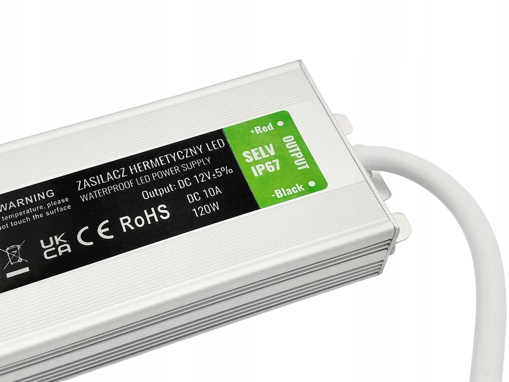 Zasilacz LED 120W 10A 12V Transformator Hermetyczny Meblowy do Taśm