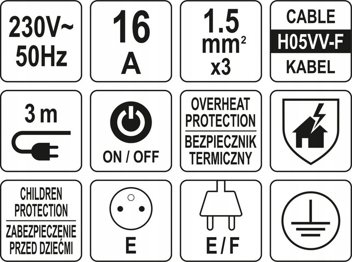 PRZEDŁUŻACZ LISTWA ZASILAJĄCA 3 METROWA PRZECIWPRZEPIĘCIOWA 6 GNIAZD STHOR