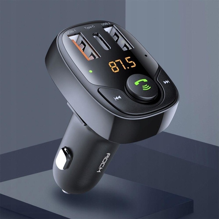 Transmiter | Ładowarka ROCK B301 Bluetooth FM QC