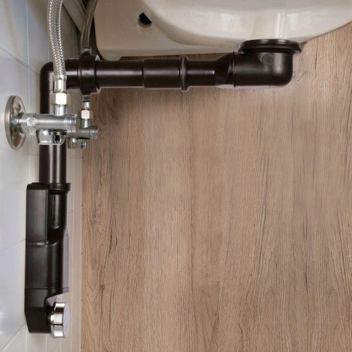 Ukryty syfon umywalkowy Lira oszczędzający miejsce fi32- 40 czarny