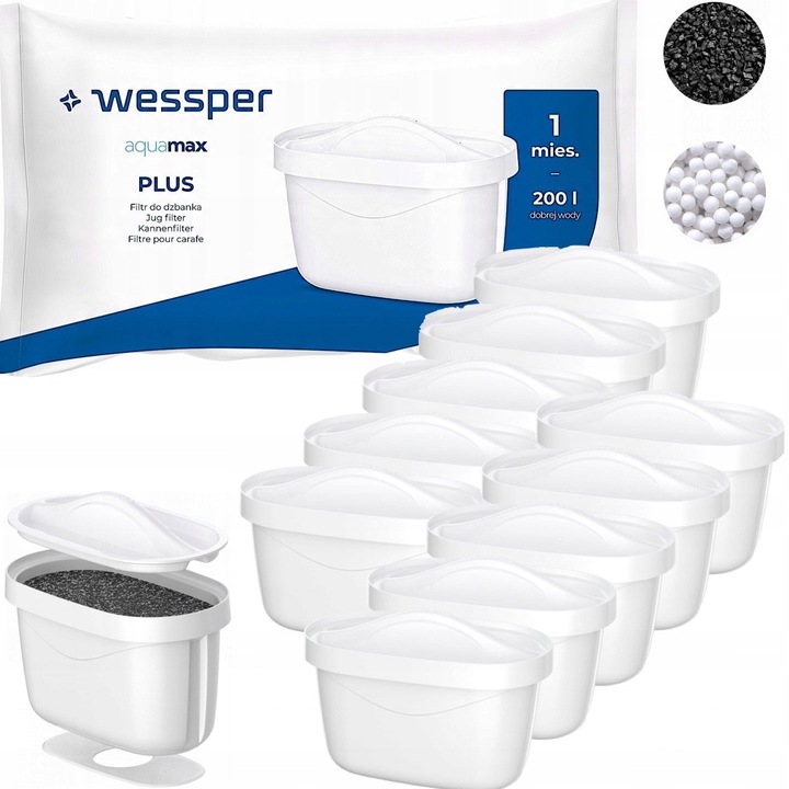 10x FILTR WESSPER AQUAMAX PLUS AQUA MAX Plus do WODY do DZBANKA BRITA
