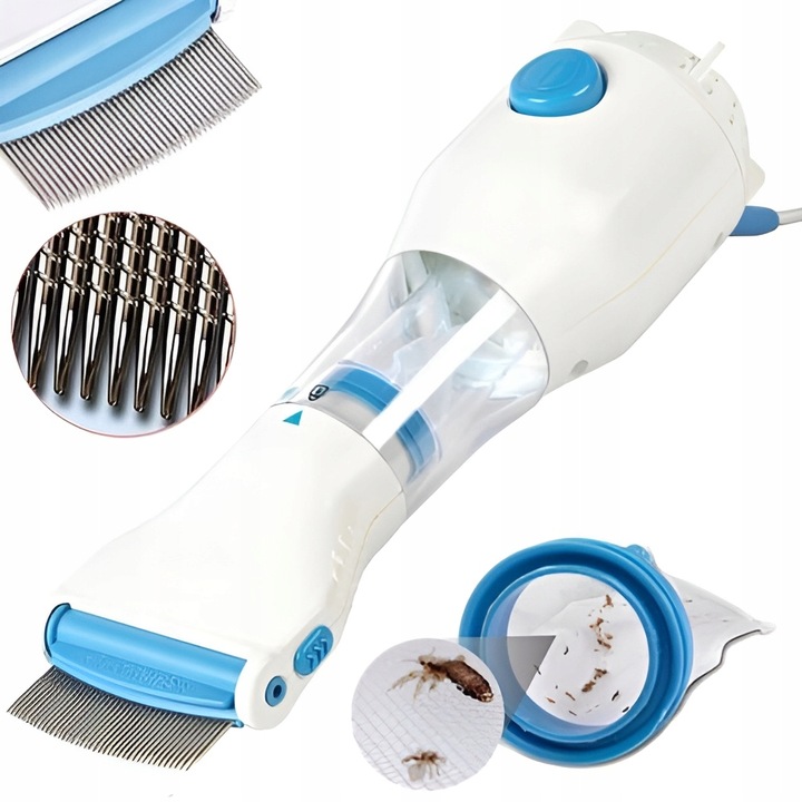 GRZEBIEŃ NA WSZY GNIDY PCHŁY ELEKTRYCZNY FILTR ODKURZACZ TERMINATOR