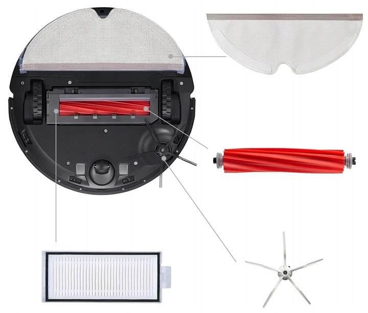 ZESTAW AKCESORIÓW FILTRY SZCZOTKI MOP DO XIAOMI ROBOROCK Q7, MAX,