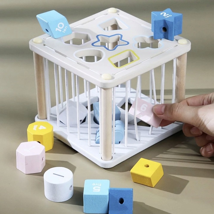 Sorter Kostka Edukacyjna Elastyczna Drewniana Sensoryczna Klocki dla Dzieci