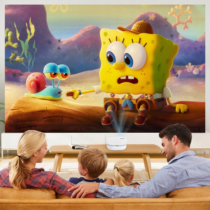 Mini projektor z WiFi - Febfoxs 7500 Lux, 100'' ekran, obsługa 1080P & 240