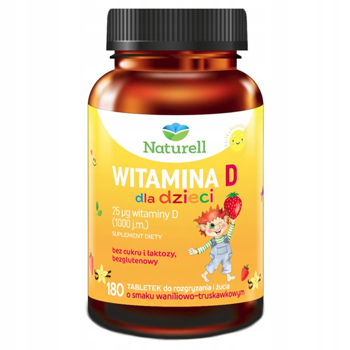 Naturell Witamina D dla dzieci 25 uq 180 tabletek do żucia
