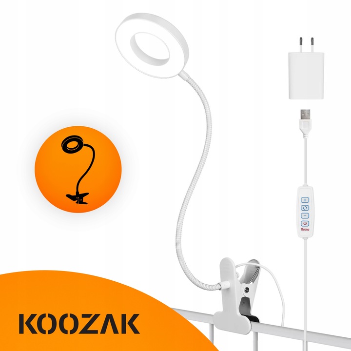 Lampka biurkowa led na biurko dla dzieci z klipsem biała do czytania