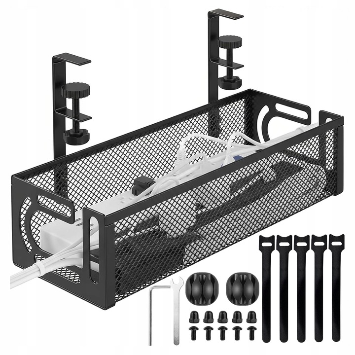 PÓŁKA NA KABLE POD BIURKO BLAT ORGANIZER MASKOWNICA DO KABLI UCHWYT 40