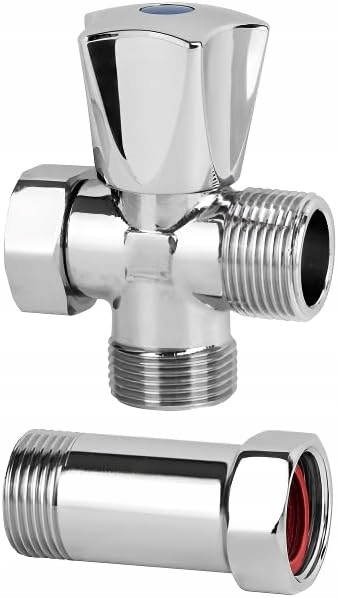 ZAWÓR KĄTOWY GRZYBKOWY 3/4" DO PRALKI ZMYWARKI 3-DROGOWY Z PRZEDŁUŻKĄ