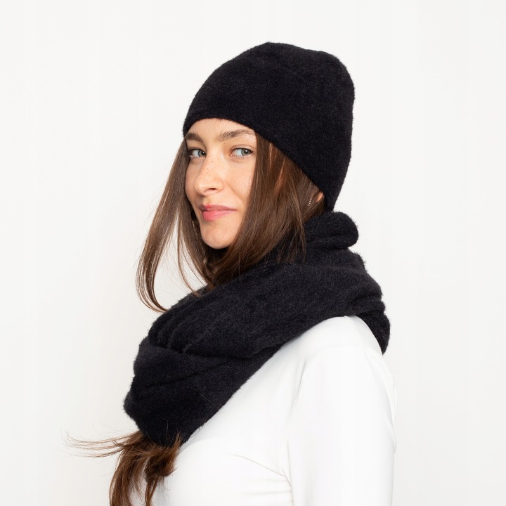 ALPAKA komplet CZAPKA WYWIJANA + KOMIN