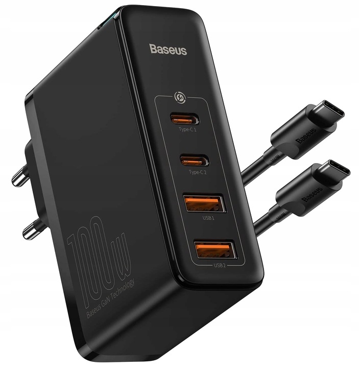 Ładowarka BASEUS GaN2 PRO 100W 2x USB-C/USB PD QC4 + Kabel USB-C