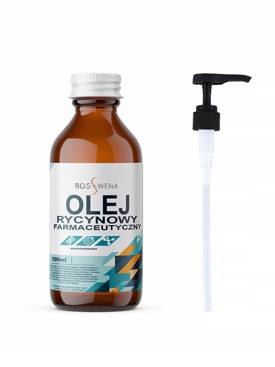 Olej rycynowy NIERAFINOWANY tłoczony na zimno 500ml INDIE + POMPKA DOZUJĄCA