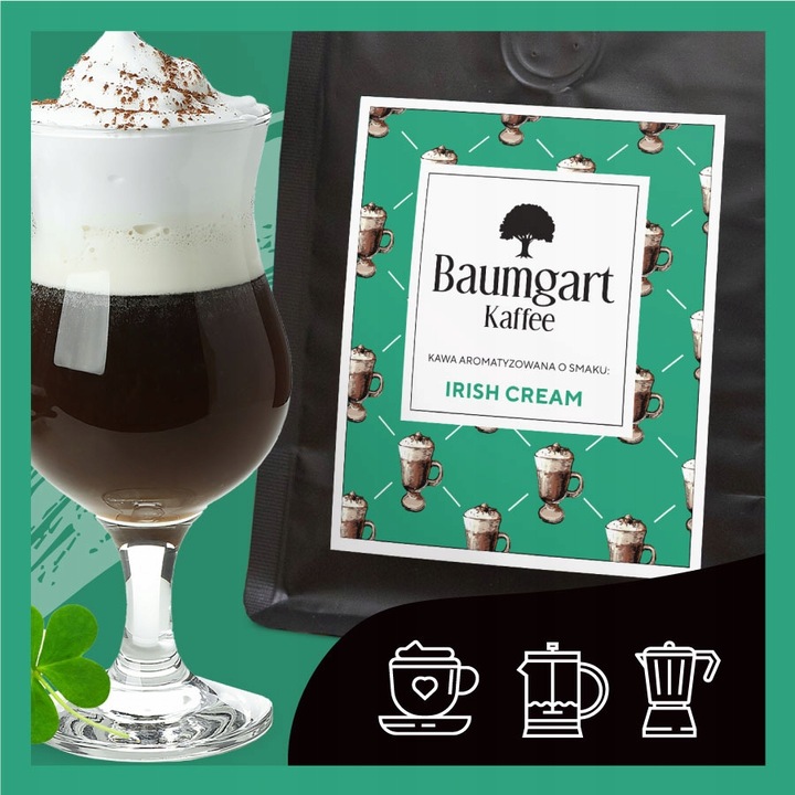 Kawa Smakowa MIELONA IRISH CREAM 200g 100% Arabica Świeżo Palona Baumgart