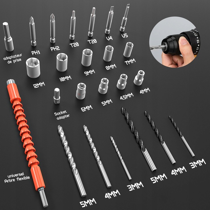 Zestaw bezszczotkowej wiertarki udarowej/wkrętarki 21V - 2 baterie +