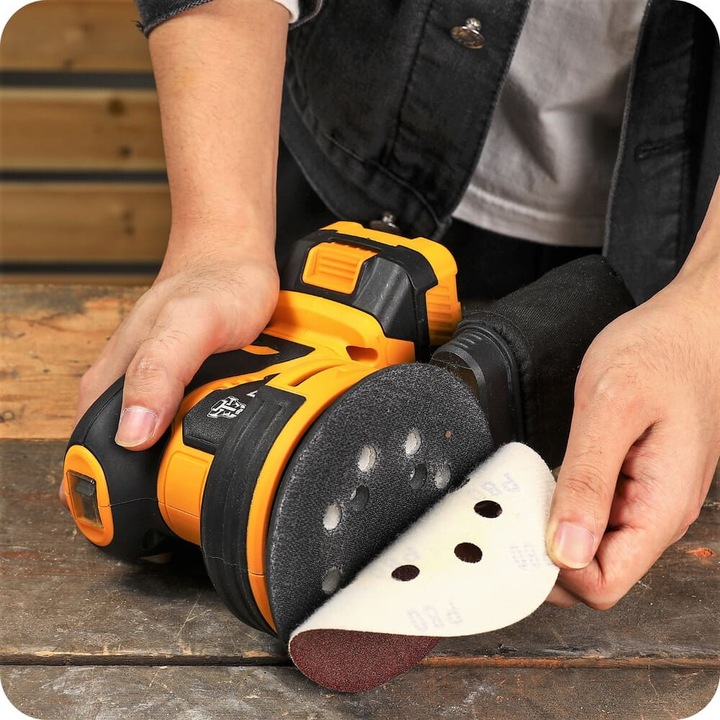 SZLIFIERKA OSCYLACYJNA MIMOŚRODOWA AKUMULATOROWA REGULACJA AKUMULATOR DEKO