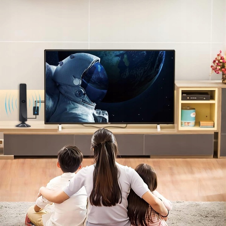 MAŁA CYFROWA ANTENA TV TELEWIZYJNA WEWNĘTRZNA DVB-T2 WZMACNIACZ SYGNAŁU