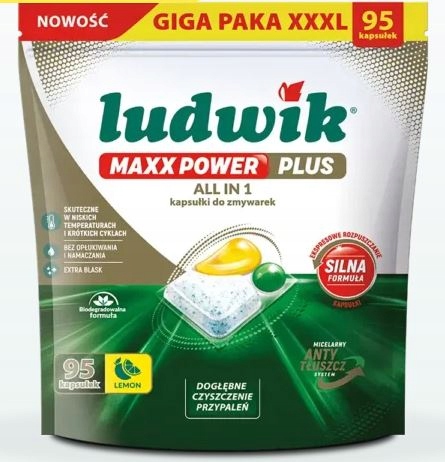Tabletki do zmywarek Ludwik All in 1 Maxx Power Lemon 95 szt. Doypack