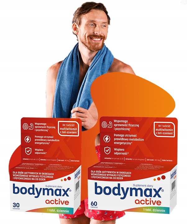 BODYMAX ACTIVE WITAMINY magnez ŻEŃ SZEŃ ODPORNOŚĆ dla AKTYWNYCH 60 + 20 szt