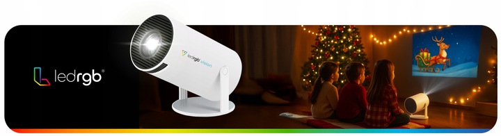 PROJEKTOR RZUTNIK ANDROID TV 4K WIFI FULL HD PRZENOŚNY SMART GŁOŚNIK