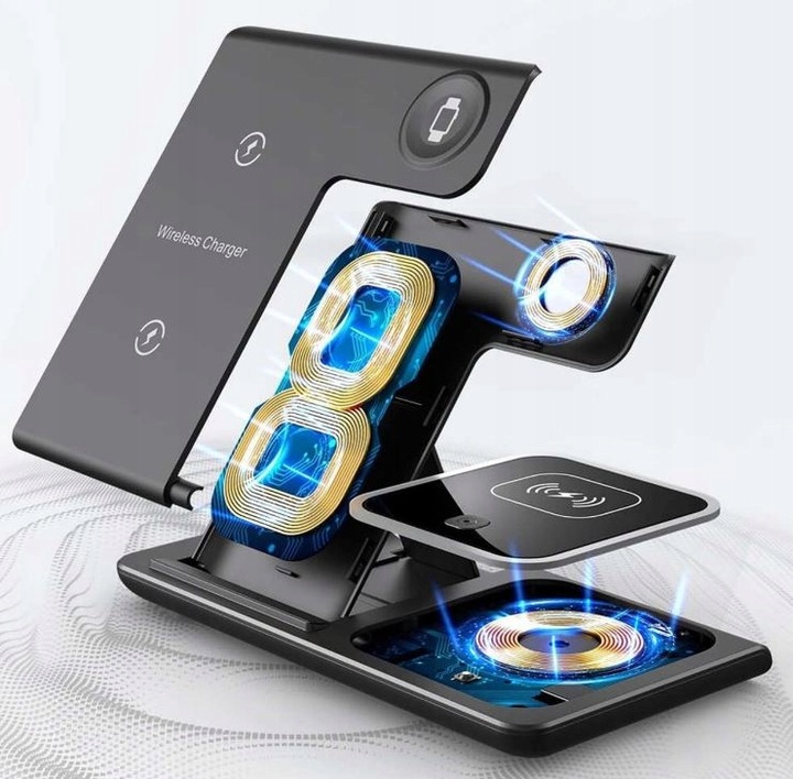 Ładowarka Indukcyjna Stacja Dokująca Apple Iphone AirPods Qi USB 3w1 LED