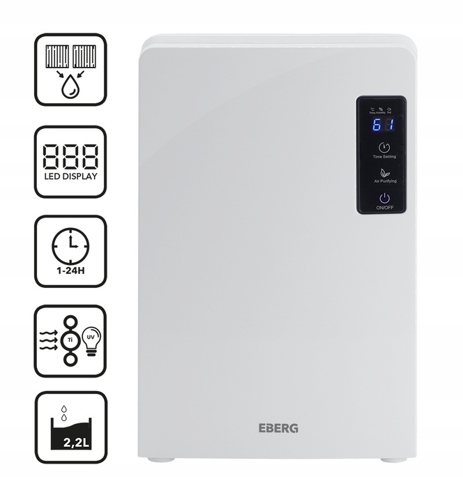 DUŻY OSUSZACZ POWIETRZA POCHŁANIACZ WILGOCI OCZYSZCZACZ UV EBERG 2200ml 65W