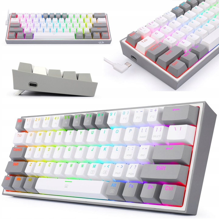 KLAWIATURA MECHANICZNA REDRAGON K617 RGB FIZZ RED BOX SWITCH BIAŁO SZARA
