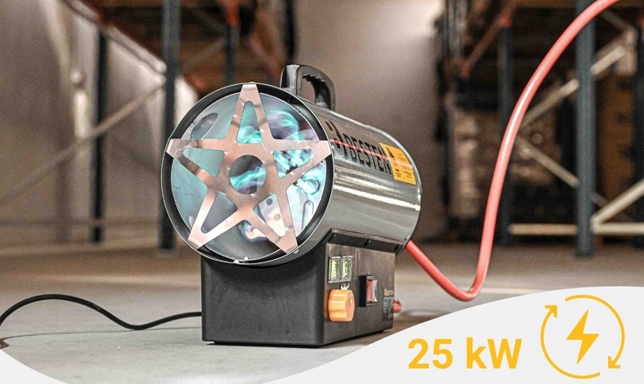 Nagrzewnica Gazowa Automatyczna Na Butlę Dmuchawa Termostat 25KW + Reduktor