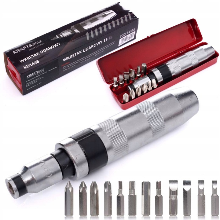 WKRĘTAK WYKRĘTAK UDAROWY DO POBIJANIA Kraft&Dele KD1448 ZESTAW BITSY