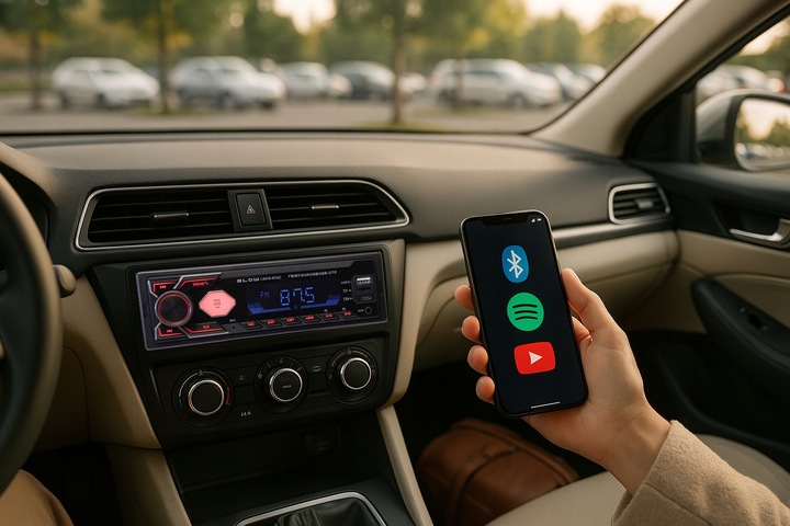 RADIO SAMOCHODOWE BLUETOOTH 1-DIN RDS USB-C AUX RCA SD MP3 LCD