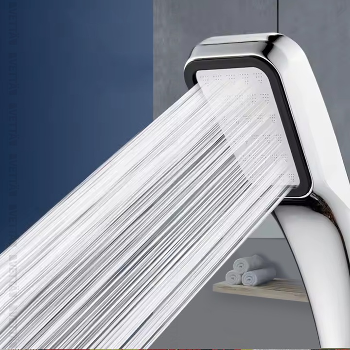 ZESTAW PRYSZNICOWY słuchawka wąż uchwyt srebrna CIŚNIENIE OSZCZĘDNA