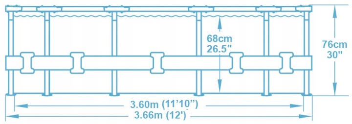 Basen stelażowy 366x76 POMPA FILTR Rodzinny ZESTAW ogrodowy