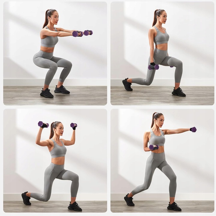 Zestaw hantli do ćwiczeń hantle hantelki ciężarki fitness stojak 1/2/3KG 12